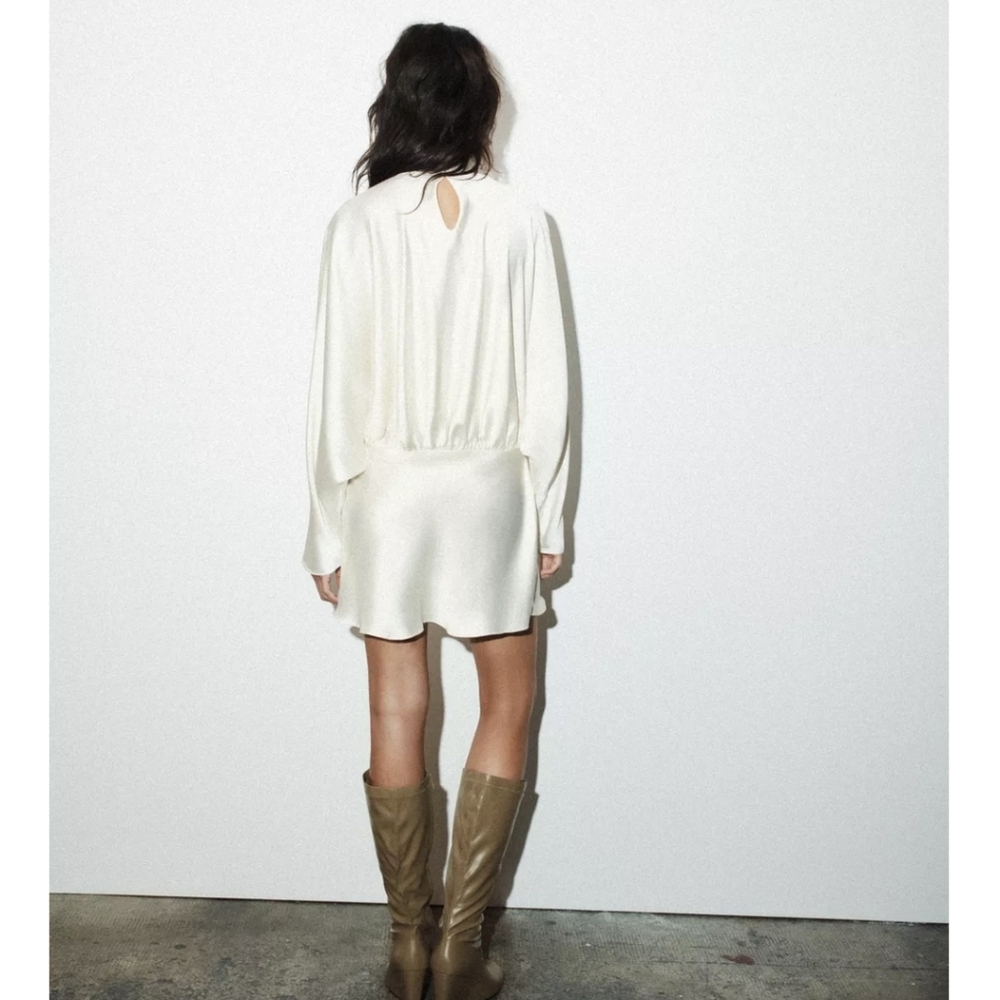 ZARA  FOULARD SATIN EFFECT SHORT DRESS - Picture 6 of 7